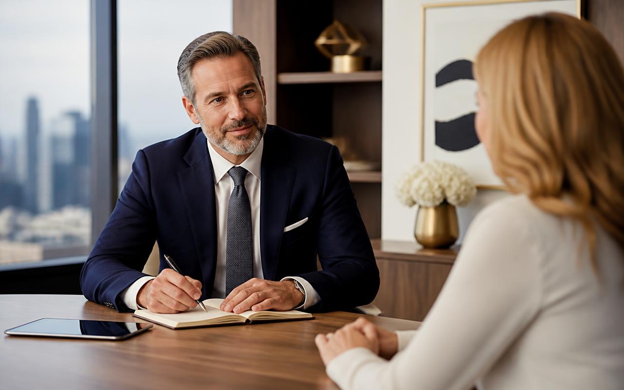 Financial advisor discussing debt and investment options with a client